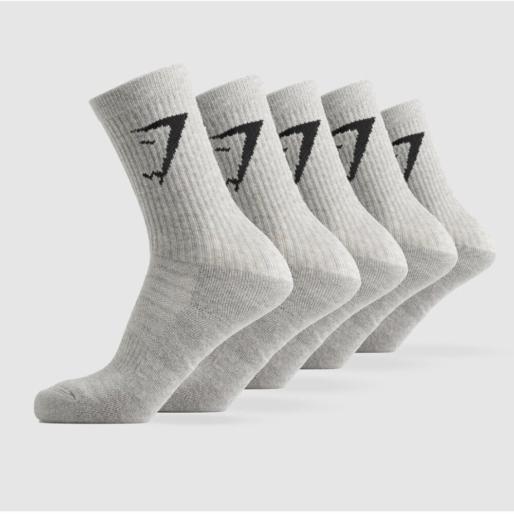 GYMSHARK Athletic Performance Crew Socks, Grey Mens M (7-9) NWT